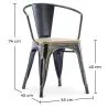 Pack Table de salle à manger et 4 chaises de salle à manger avec accoudoirs Design industriel - Nouvelle édition - Bistrot Stylix image 7