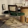 Chaise de salle à manger - Tapissée de velours - Bois et rotin - Hyre image 7