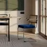 Chaise de salle à manger avec accoudoirs - Tapisserie en velours - Bois et rotin - Hyre image 7