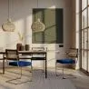 Chaise de salle à manger avec accoudoirs - Tapisserie en velours - Bois et rotin - Hyre image 7