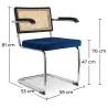 Chaise de salle à manger avec accoudoirs - Tapisserie en velours - Bois et rotin - Hyre image 7
