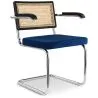 Chaise de salle à manger avec accoudoirs - Tapisserie en velours - Bois et rotin - Hyre image 7