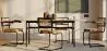 Chaise de salle à manger avec accoudoirs - tapissée de velours - bois et rotin - Puila image 7
