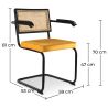 Chaise de salle à manger avec accoudoirs - tapissée de velours - bois et rotin - Puila image 7