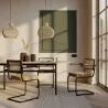 Chaise de salle à manger avec accoudoirs - tapissée de velours - bois et rotin - Puila image 7