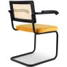 Chaise de salle à manger avec accoudoirs - tapissée de velours - bois et rotin - Puila image 7