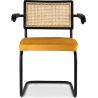 Chaise de salle à manger avec accoudoirs - tapissée de velours - bois et rotin - Puila image 7