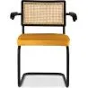Chaise de salle à manger avec accoudoirs - tapissée de velours - bois et rotin - Puila image 7