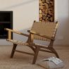 Fauteuil de Salon avec Accoudoirs - Design Boho Bali - Bois et Cuir - Recia image 7