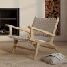 Fauteuil de Salon avec Accoudoirs - Fauteuil de Design Boho Bali - Bois et Lin - Recia image 7