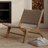 Fauteuil de Salon - Design Boho Bali - Bois et Cuir - Recia image 7