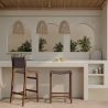 Tabouret en bois - Design Boho Bali - Cuir - Recia image 7