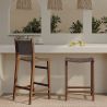 Tabouret en bois - Design Boho Bali - Cuir - Recia image 7