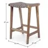 Tabouret en bois - Design Boho Bali - Cuir - Recia image 7