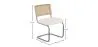 Chaise de salle à manger avec accoudoirs En Bouclette Fausse Fourrure Tapissée - Boucles Blanches- bois et rotin - Birey image 7
