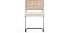 Chaise de salle à manger avec accoudoirs En Bouclette Fausse Fourrure Tapissée - Boucles Blanches- bois et rotin - Birey image 7