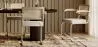Chaise de salle à manger avec accoudoirs En Bouclette Fausse Fourrure Tapissée - Boucles Blanches- Bois et rotin - Birey image 7