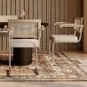 Chaise de salle à manger avec accoudoirs En Bouclette Fausse Fourrure Tapissée - Boucles Blanches- Bois et rotin - Birey image 7