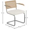 Chaise de salle à manger avec accoudoirs En Bouclette Fausse Fourrure Tapissée - Boucles Blanches- Bois et rotin - Birey image 7