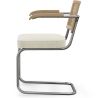Chaise de salle à manger avec accoudoirs En Bouclette Fausse Fourrure Tapissée - Boucles Blanches- Bois et rotin - Birey image 7