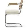 Chaise de salle à manger avec accoudoirs En Bouclette Fausse Fourrure Tapissée - Boucles Blanches- Bois et rotin - Birey image 7