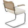 Chaise de salle à manger avec accoudoirs En Bouclette Fausse Fourrure Tapissée - Boucles Blanches- Bois et rotin - Birey image 7