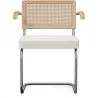 Chaise de salle à manger avec accoudoirs En Bouclette Fausse Fourrure Tapissée - Boucles Blanches- Bois et rotin - Birey image 7