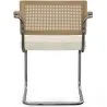 Chaise de salle à manger avec accoudoirs En Bouclette Fausse Fourrure Tapissée - Boucles Blanches- Bois et rotin - Birey image 7
