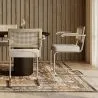 Chaise de salle à manger avec accoudoirs En Bouclette Fausse Fourrure Tapissée - Boucles Blanches- Bois et rotin - Birey image 7
