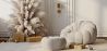 Fauteuil avec ottoman tapissé - Bouclé blanc - Rubi image 7