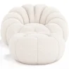 Fauteuil avec ottoman tapissé - Bouclé blanc - Rubi image 7
