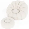 Fauteuil avec ottoman tapissé - Bouclé blanc - Rubi image 7