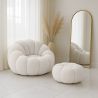 Fauteuil avec ottoman tapissé - Bouclé blanc - Rubi image 7