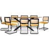 Pack Table à manger en bois design industriel (220cm) & 8 chaises de salle à manger en rotin tapissées de velours - Puila image 7