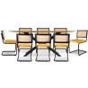 Pack Table à manger en bois design industriel (220cm) & 8 chaises de salle à manger en rotin tapissées de velours - Puila image 7