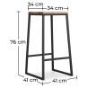 Tabouret design industriel - bois et métal - 76cm - Big Boy image 7