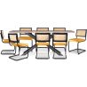 Pack Table à manger design en bois (200cm) & 8 chaises de salle à manger en rotin - tapissées en velours - Puila image 7
