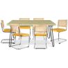 Pack Table à manger design industriel 150cm & 6 Chaises à manger en rotin - Tapisserie en velours - Martha image 7