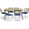 Pack Table à manger design industriel 150cm & 6 chaises de salle à manger en rotin - tapisserie en velours - Hyre image 7
