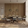 Pack Table à manger en bois design industriel (200cm) & 8 chaises à manger en rotin - tapisserie en velours - Hyre image 7