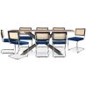 Pack Table à manger en bois design industriel (200cm) & 8 chaises à manger en rotin - tapisserie en velours - Hyre image 7