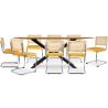 Pack Table à manger design en bois (220cm) & 8 chaises de salle à manger en rotin - tapisserie en velours - Martha image 7