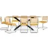 Pack Table à manger design en bois (220cm) & 8 chaises de salle à manger en rotin - tapisserie en velours - Martha image 7
