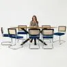 Pack Table de salle à manger design en bois (220cm) & 8 chaises de salle à manger en rotin - Tapisserie en velours - Hyre image 7