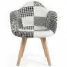 Chaise de Salle à Manger avec Accoudoirs - Tapissée en Patchwork - Blanc et Noir - Dominic image 7