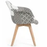 Chaise de Salle à Manger avec Accoudoirs - Tapissée en Patchwork - Blanc et Noir - Dominic image 7