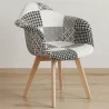 Chaise de Salle à Manger avec Accoudoirs - Tapissée en Patchwork - Blanc et Noir - Dominic image 7
