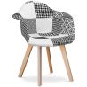 Chaise de Salle à Manger avec Accoudoirs - Tapissée en Patchwork - Blanc et Noir - Dominic image 7
