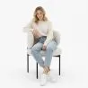 Lot de 4 - Chaise de Salle à Manger en bouclette fausse fourrure Tapissée - Boucles Blanches  - Loraine image 7
