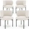 Lot de 4 - Chaise de Salle à Manger en bouclette fausse fourrure Tapissée - Boucles Blanches  - Loraine image 7